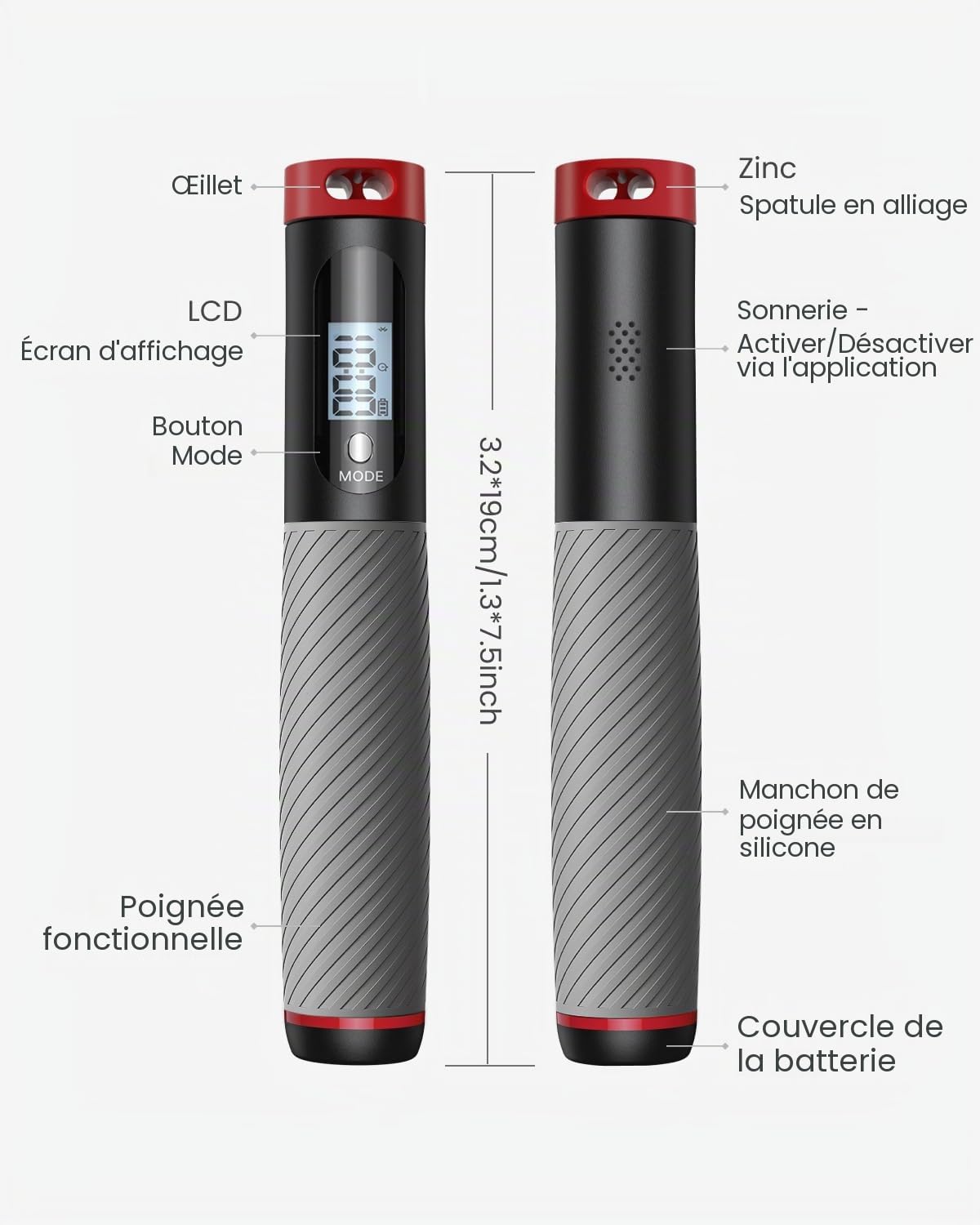 RENPHO Corde à Sauter Intelligente avec Compteur, Corde à Sauter sans Fil Réglable, App Données d'Analyse, Corde a Sauter Fitness Homme Femmes Enfants, Crossfit Équipement d'Entraînement