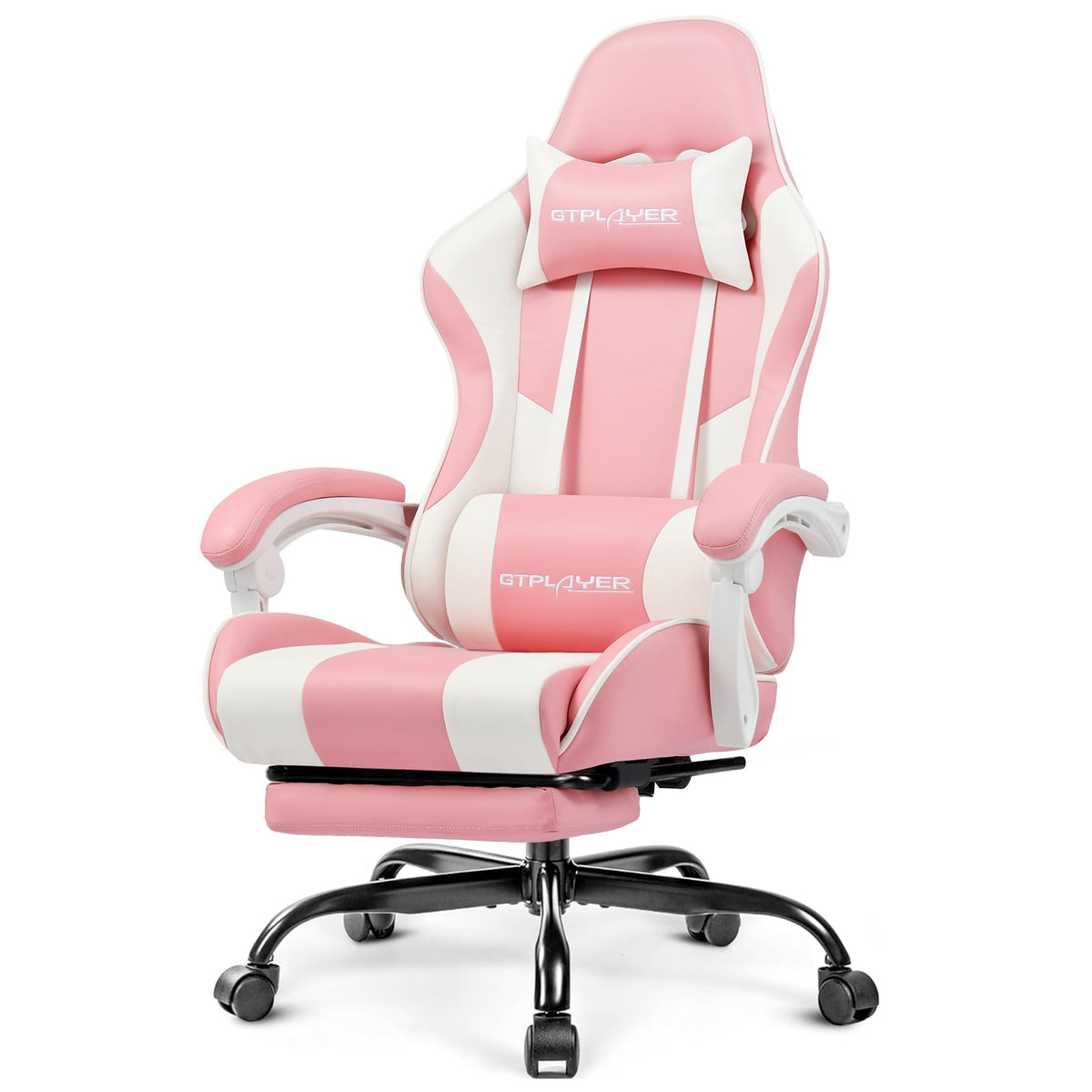 GTPLAYER Chaise Gaming Ergonomique, Fauteuil Gamer, Chaise Bureau, Dossier réglable à 135°, Hauteur Réglable, Repose-Pieds rétractables, Simili Cuir, Supporte 150 kg, Bleu