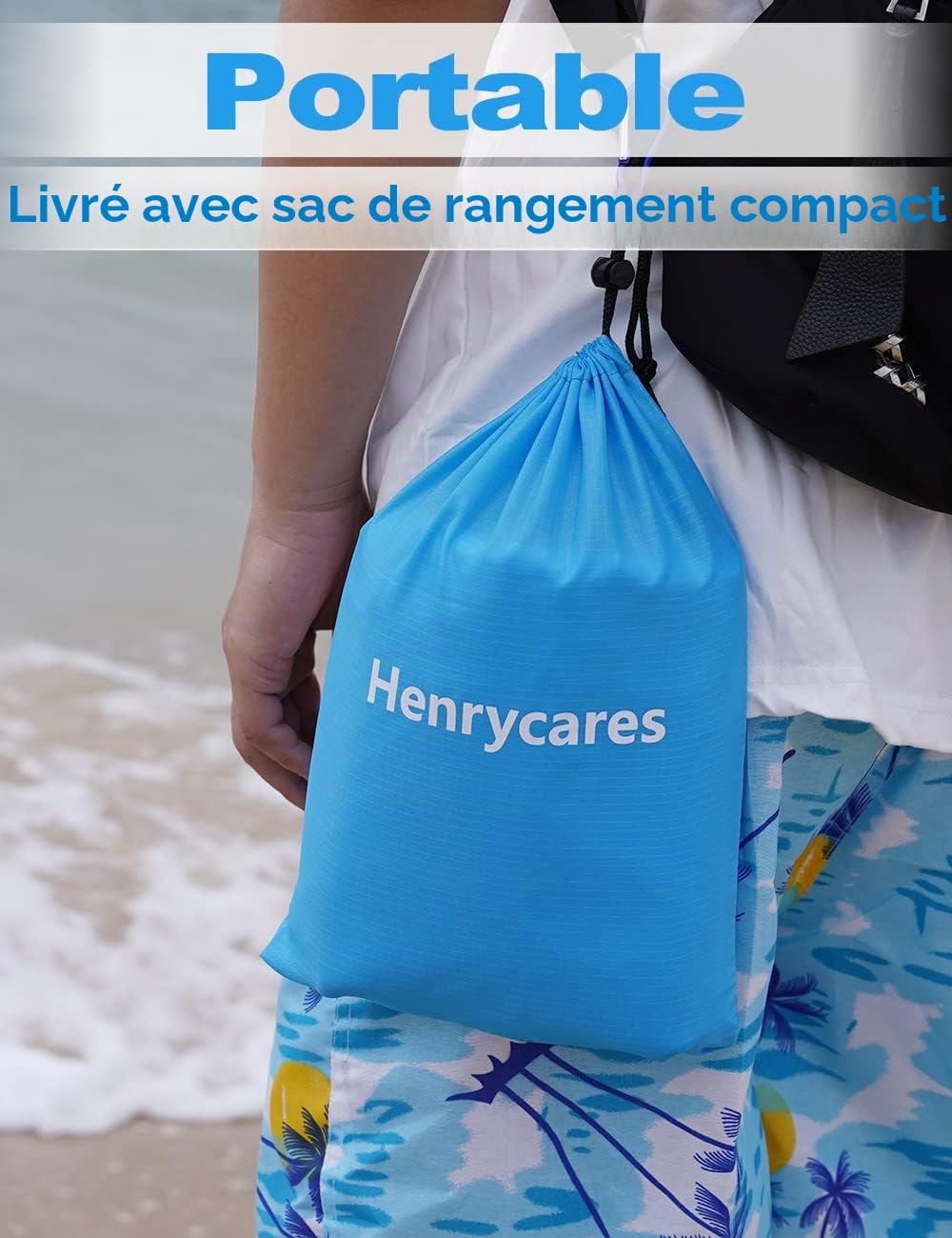 Tapis de Plage Anti-Sable XXL – Jusqu'à 300×275 cm, Imperméable, Compact, 4 Ancres, Polyester 210T – Plage, Camping, Pique-Nique