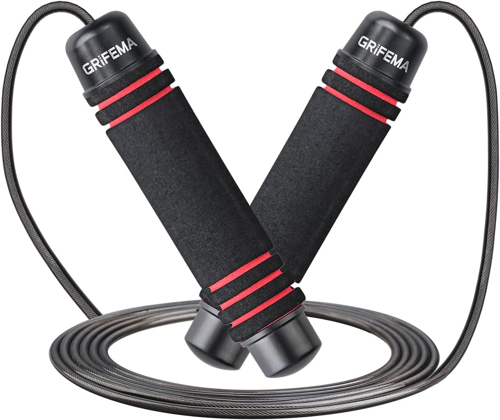 GRIFEMA GA5004, Corde à Sauter, Poignée en Mousse Antidérapante, Outil de Fitness et de Musculation pour Adultes et Enfants pour Faire de l'Exercice à la Maison, Noir