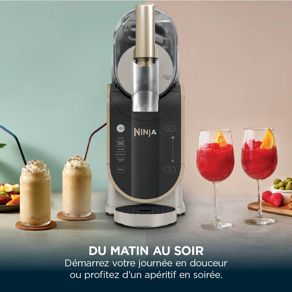 Ninja SLUSHi Machine à boissons glacées, granités, cocktails, frappés, milkshakes et jus glacés, vu sur TikTok, sans glace ni préparation requises, capacité 1,9 l, bleu et gris FS301EU
