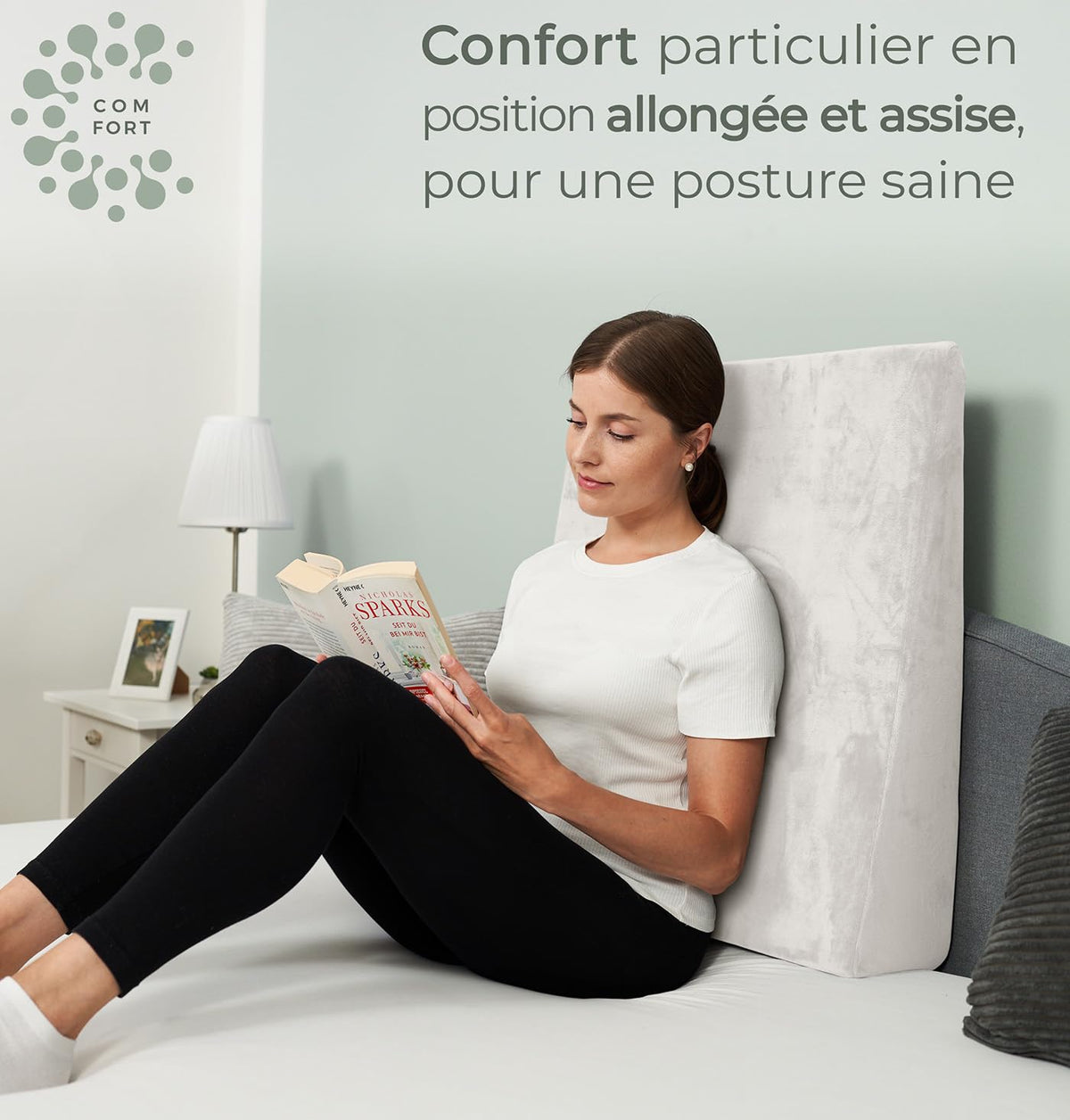Well B4 Coussin cale pour lit et canapé, cale de Matelas, Reflux [avec 2 Zones de Couchage], de Lecture pour rehausser Le Sommeil comme tête, rehausseur de lit, de Soutien