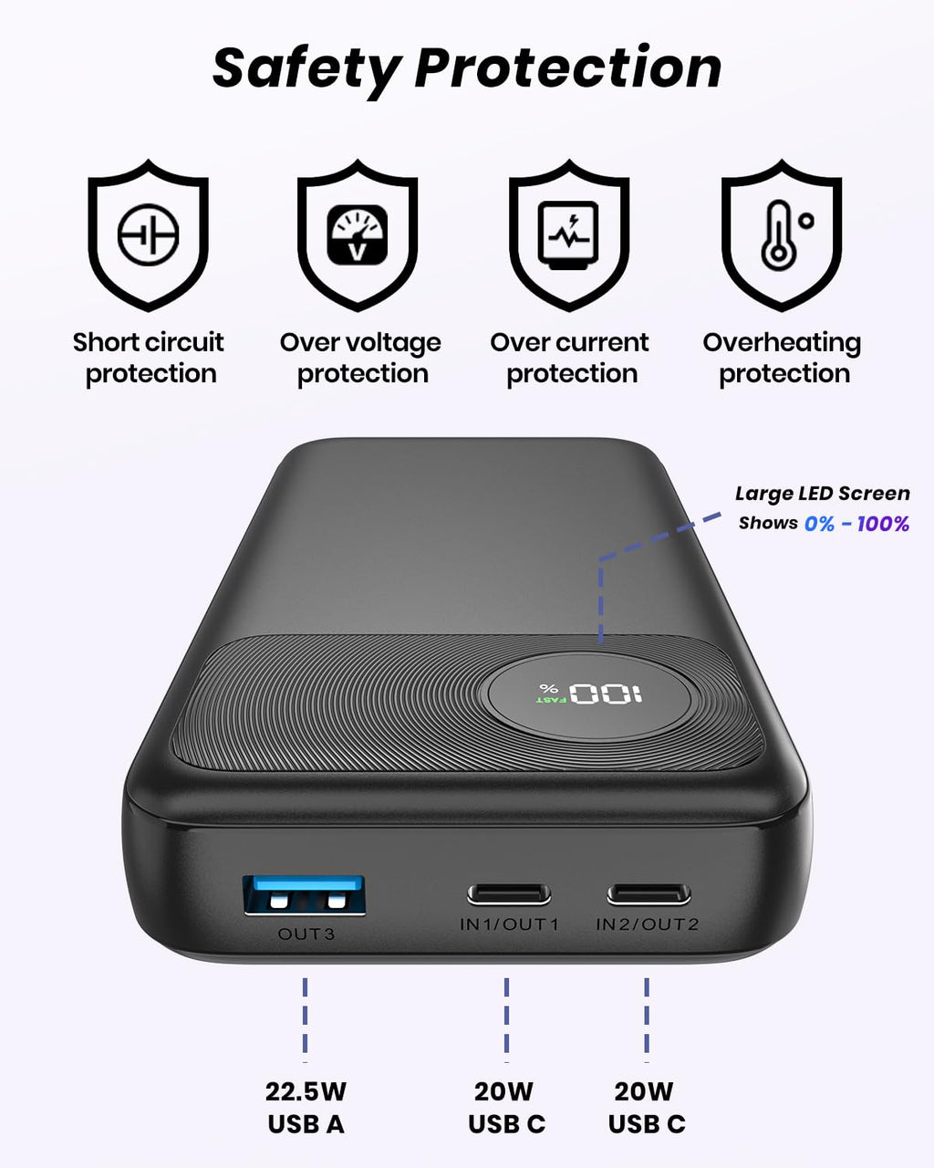 A ADDTOP Magnétique Batterie Externe 10000mAh, 20W USB-C & 15W sans Fil Charge Rapide for Magnet Powerbank Portable Chargeur Con LED Compatible avec iPhone 17 16 15 14 13 12 Séries