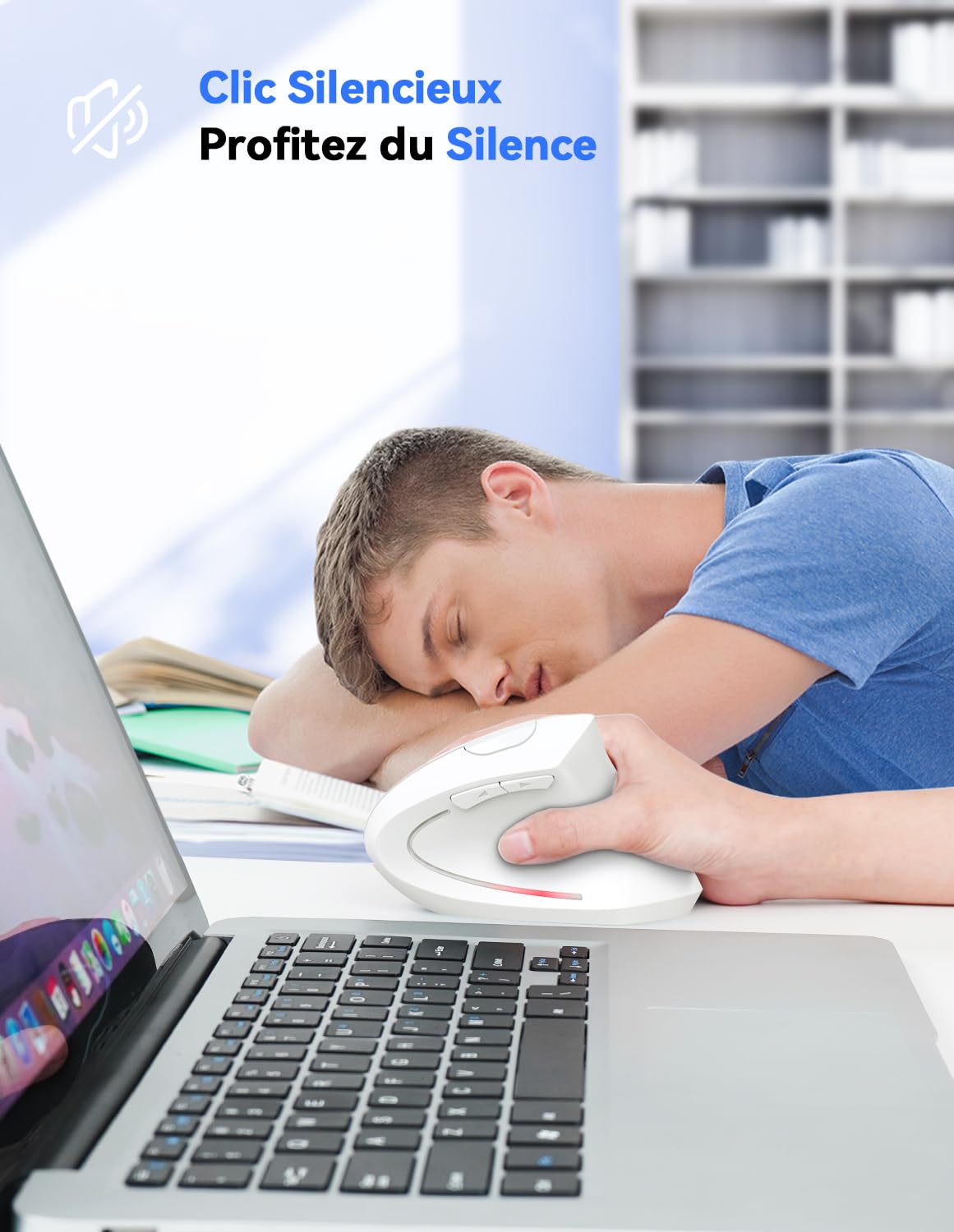 TECKNET Souris Verticale, 4800 DPI Souris sans Fil Ergonomique, Protège Le Bras, Souris sans Fil 6 Boutons pour PC, Ordinateur Portable, Mac, Rose