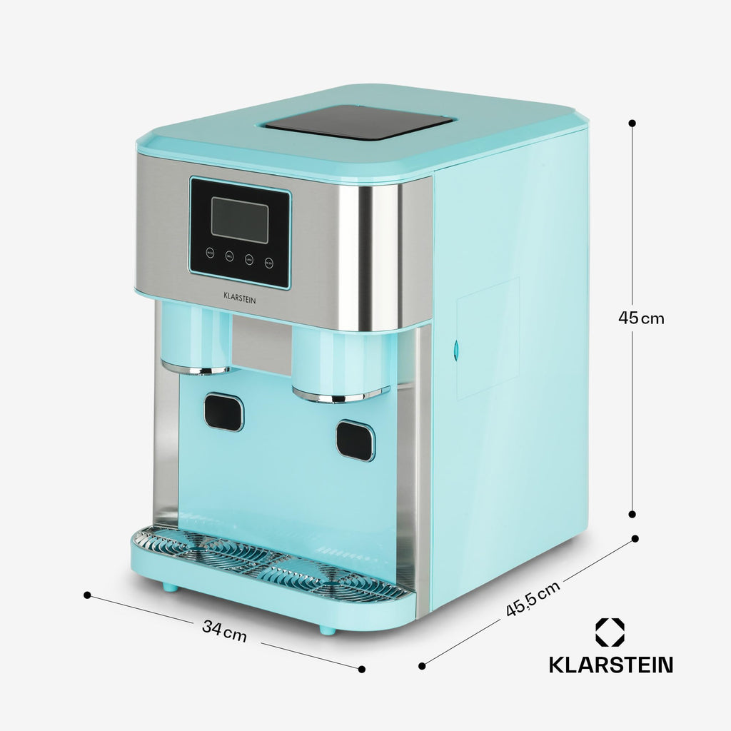 Klarstein Eiszeit Crush Machine à Glaçons Argent – réservoir 1,8 L, 15 kg/24 h, glaçons en 12 min, ~16/cycle | Glace pilée, écran tactile, alarmes