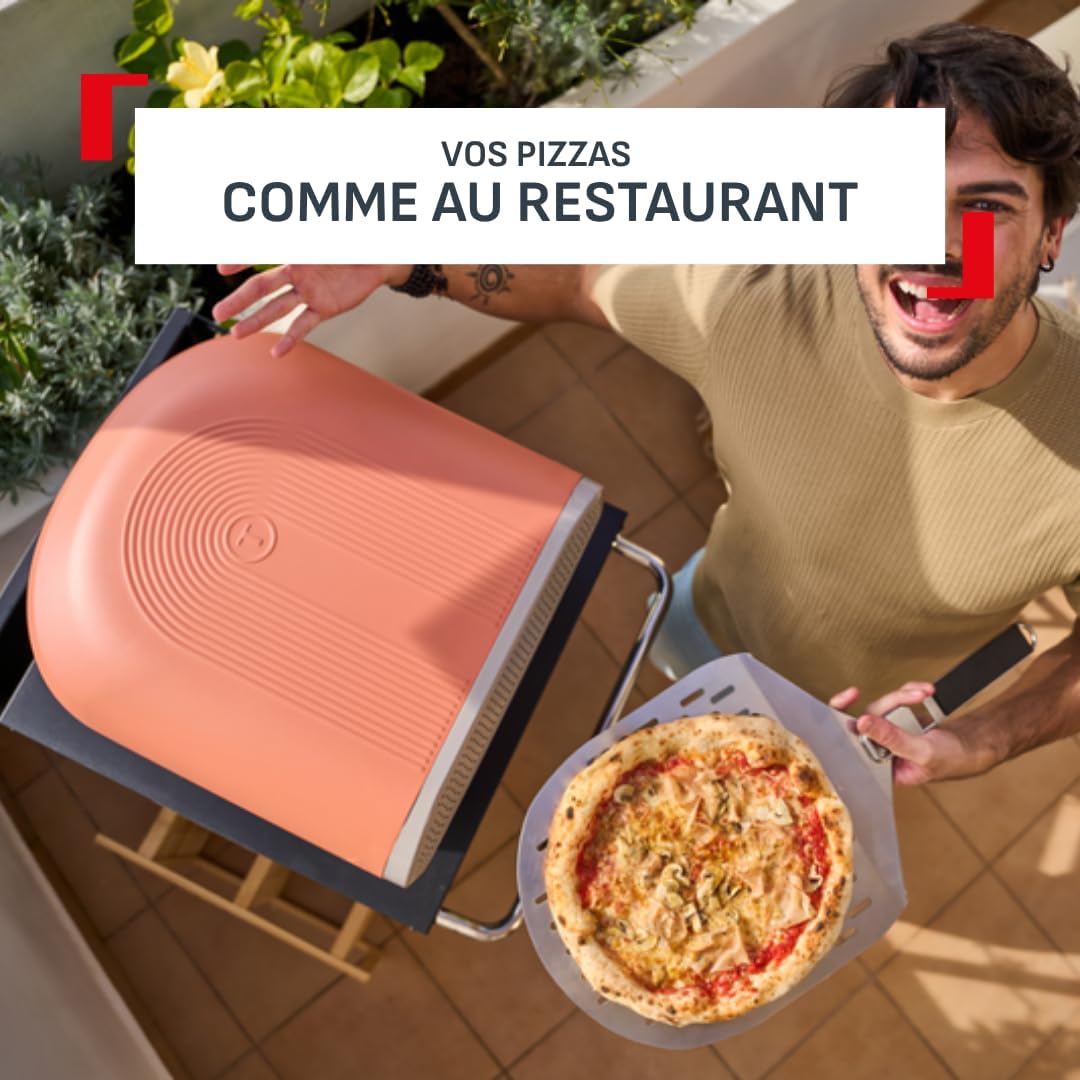 Tefal Pizza Pronto JM600TE0 – Four à Pizza Électrique d'Extérieur 2600W, Pierre Rotative, 400°C