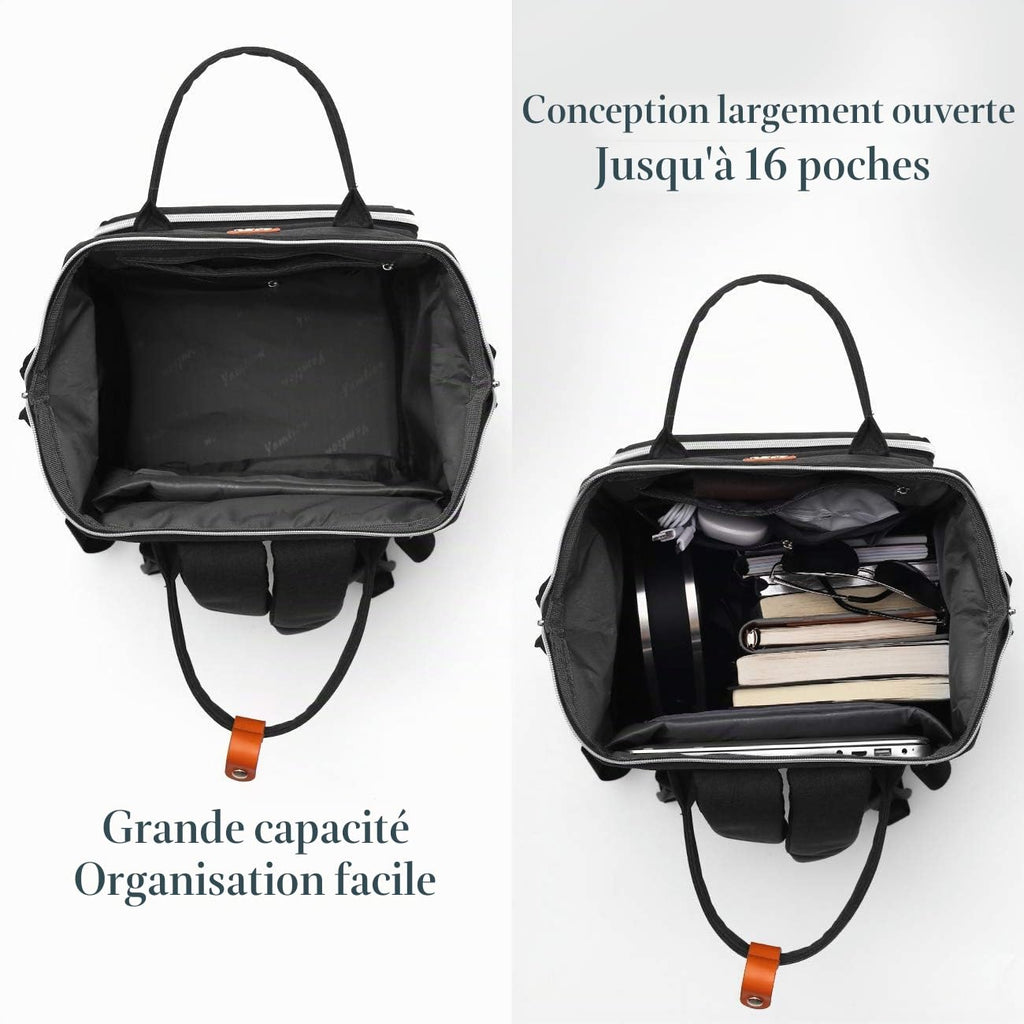 Sac à Dos Femme – Ordinateur Portable 15,6" & 17,3", Port USB, Poche RFID, Grande Capacité – École, Travail, Voyage