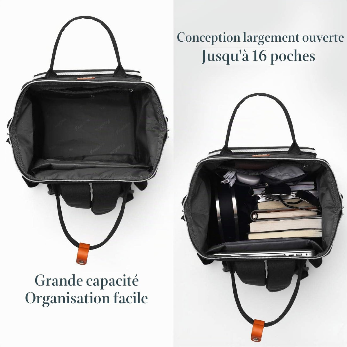 Sac à Dos Femme – Ordinateur Portable 15,6" & 17,3", Port USB, Poche RFID, Grande Capacité – École, Travail, Voyage