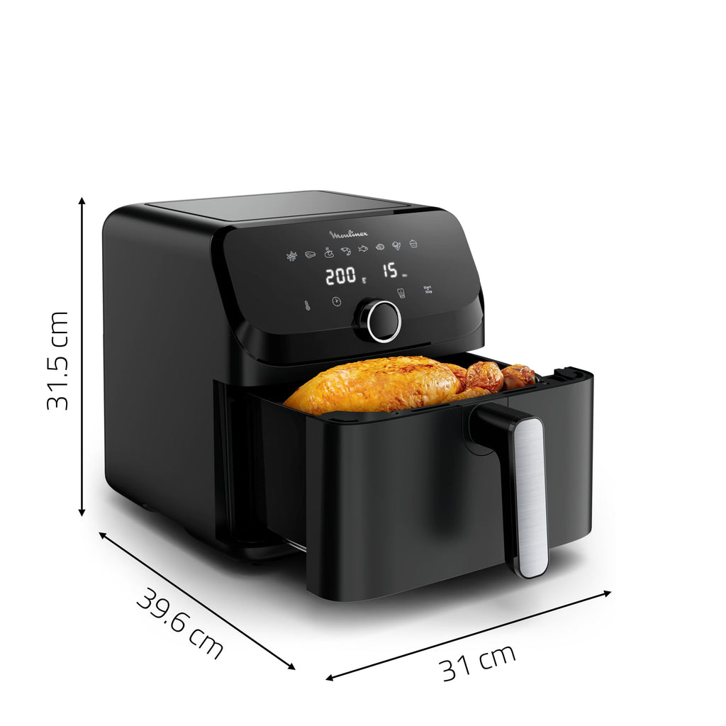 Moulinex Friteuse sans huile + Gril, Capacité XL 4,6L, Jusqu'à 6 personnes, 8 Programmes automatiques, Air Fryer, Ecran tactile digital, Température réglable, Easy Fry & Grill 2en1, EZ505810
