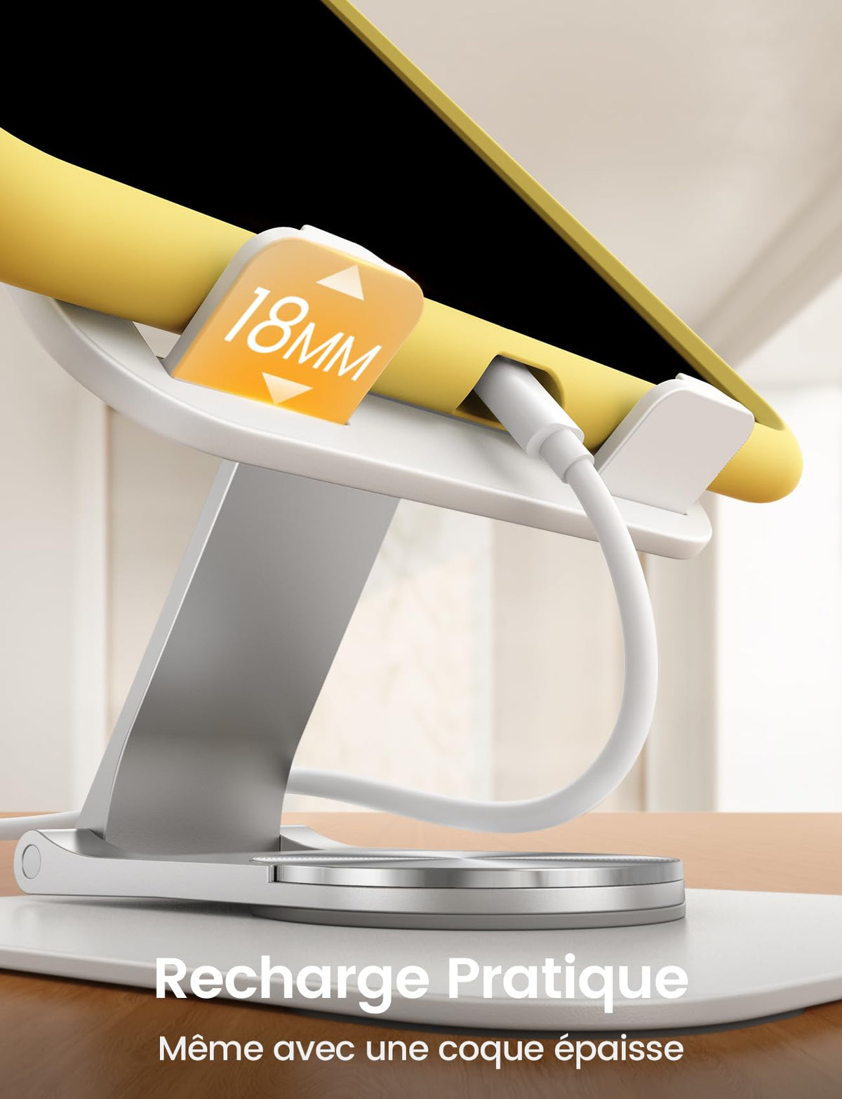 Lamicall Support Tablette Bureau – Base Rotative 360°, Design Ultrafin 15 mm, Double Axe