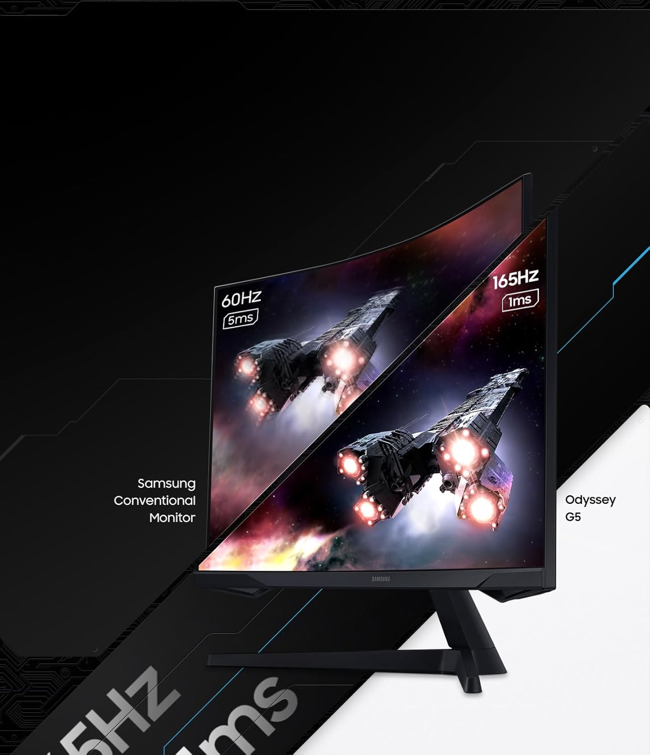 Samsung Odyssey G55C 32'' – Moniteur Gaming QHD 2560x1440, 165Hz, 1ms, Dalle VA Incurvée 1000R, HDR10, AMD FreeSync, DisplayPort & HDMI