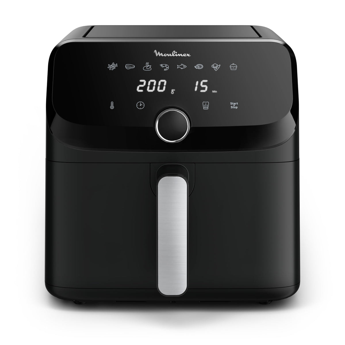 Moulinex Friteuse sans huile + Gril, Capacité XL 4,6L, Jusqu'à 6 personnes, 8 Programmes automatiques, Air Fryer, Ecran tactile digital, Température réglable, Easy Fry & Grill 2en1, EZ505810