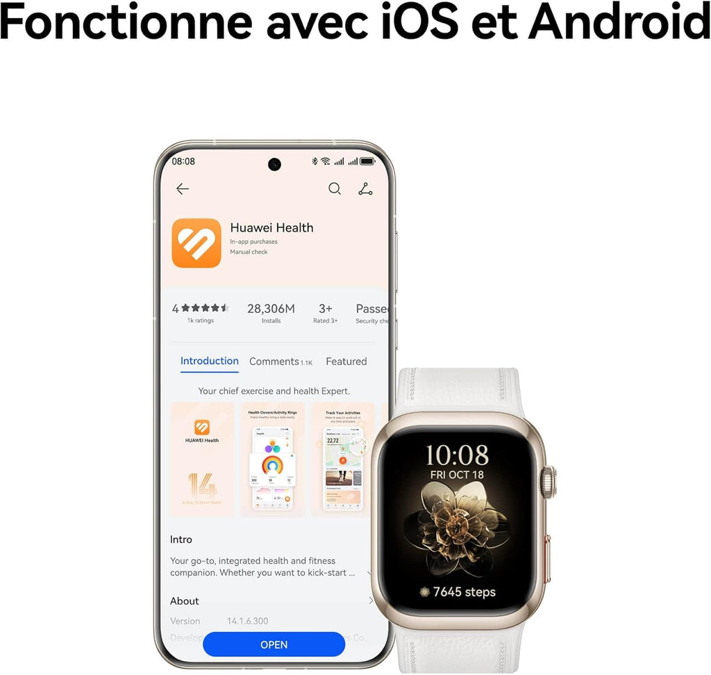 HUAWEI Watch D2 - Montre Connectée Santé - Tension Artérielle 24h, ECG, SpO2, Fréquence Cardiaque - iOS & Android