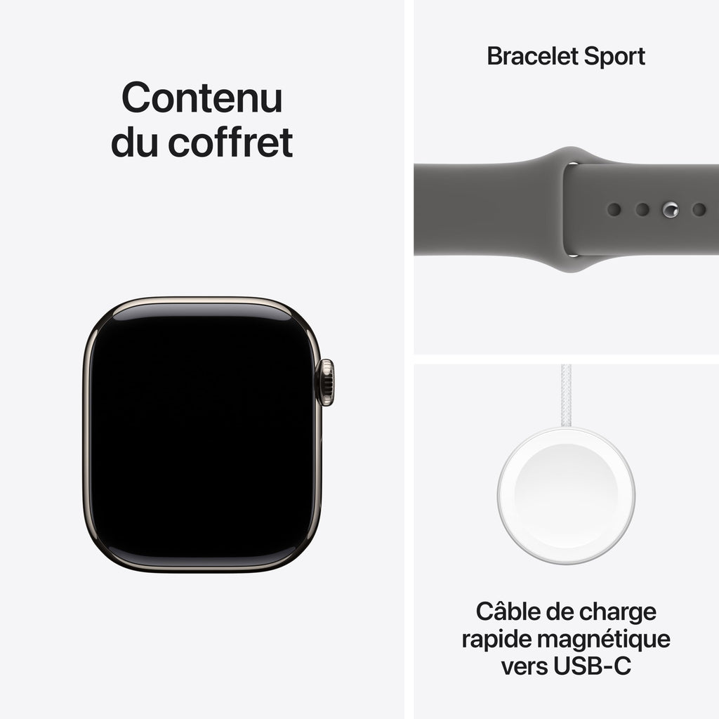 Apple Watch Series 11 GPS + Cellular 46 mm – Boîtier Gris sidéral, Bracelet Sport Noir