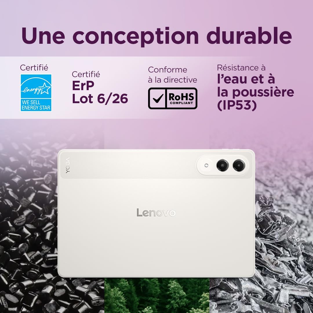 Lenovo Yoga Tab 11.1'' 3.2K 144Hz – Snapdragon 8 Gen 3, 12 Go RAM, 256 Go, Android 15, WiFi 7 + Stylet Pen Pro | Seashell