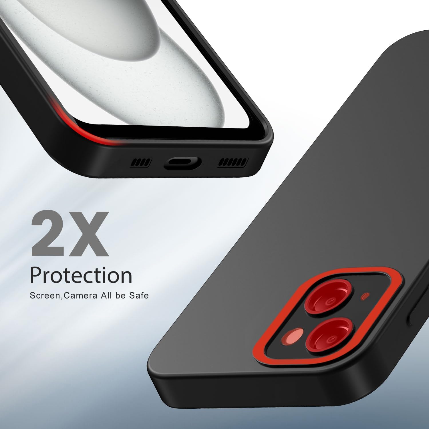 Tenphone Coque iPhone 15 (6,1") – TPU Souple Antichoc avec Protection Caméra
