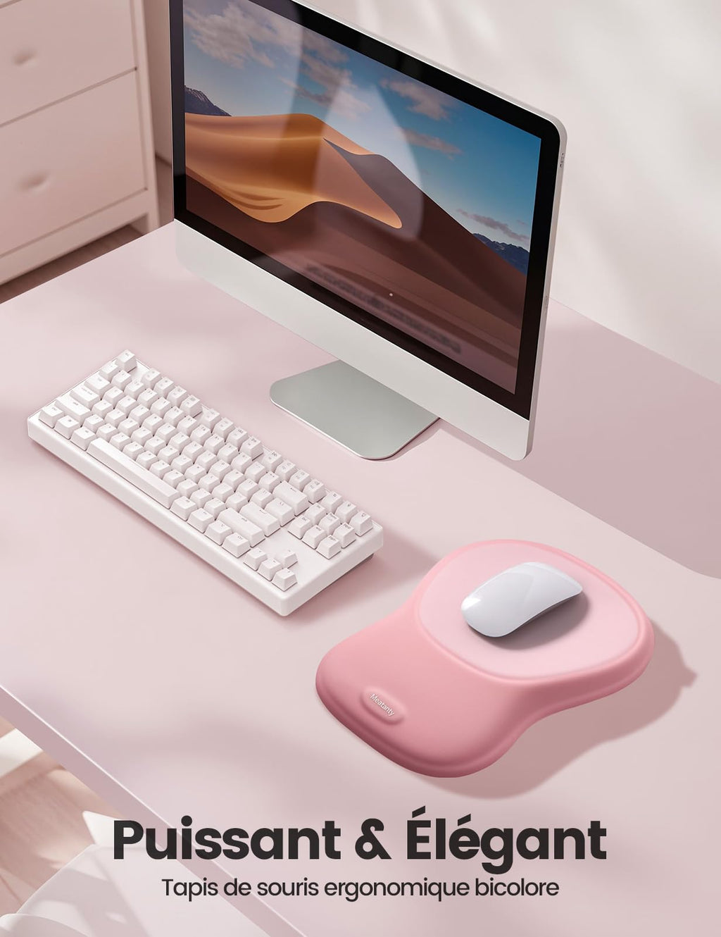 Meatanty Tapis de Souris Ergonomique avec Repose-Poignet en Mousse Mémoire – Antidérapant, Gaming & Bureau