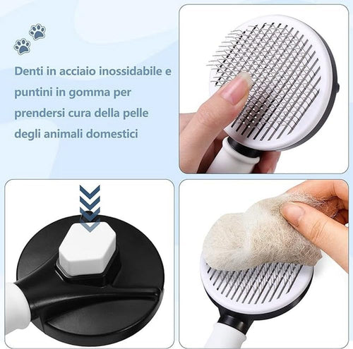 Brosse Autonettoyante Vinabo Petite Race – Chien, Chat & Chaton | 1 Clic