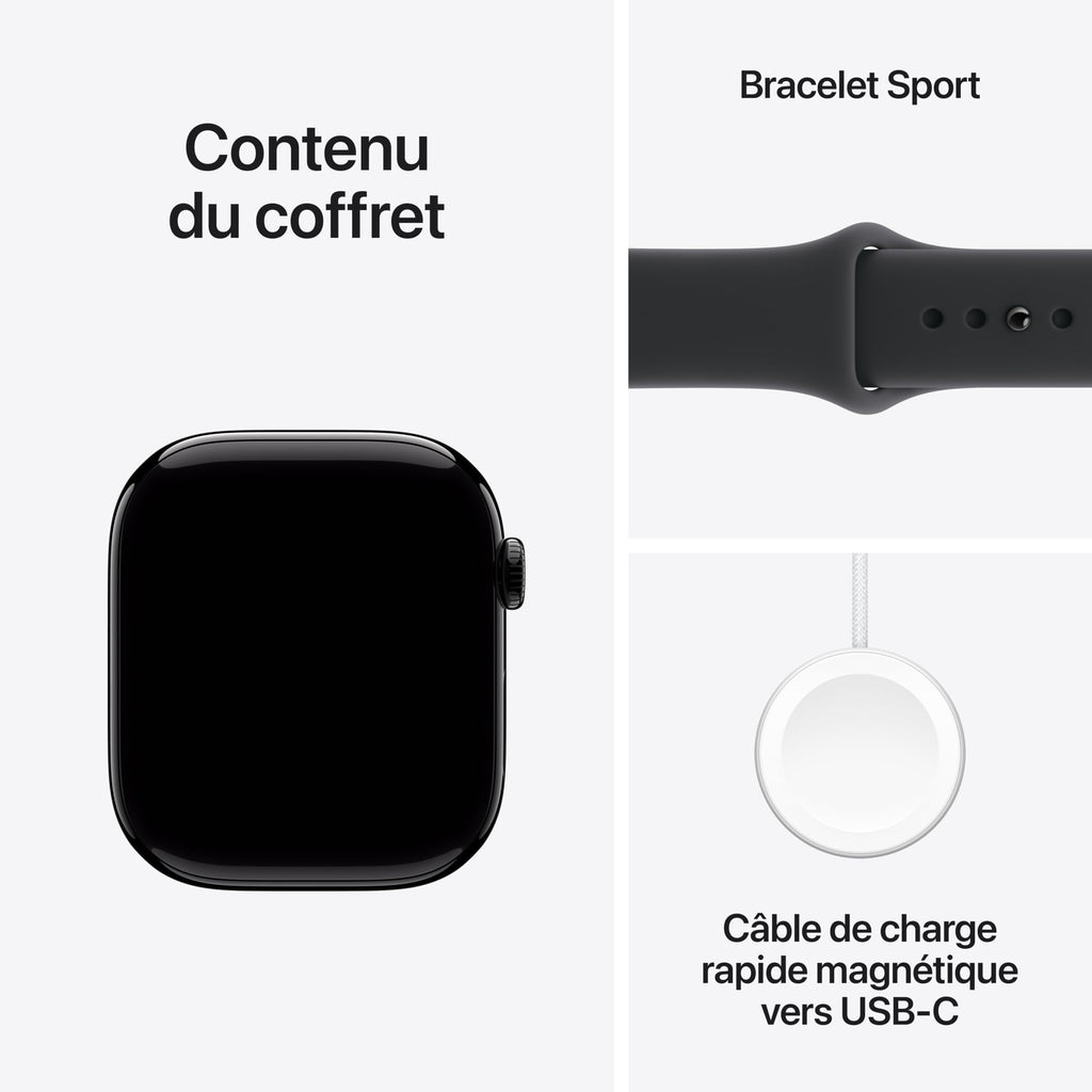 Apple Watch Series 11 GPS + Cellular 46 mm – Boîtier Gris sidéral, Bracelet Sport Noir