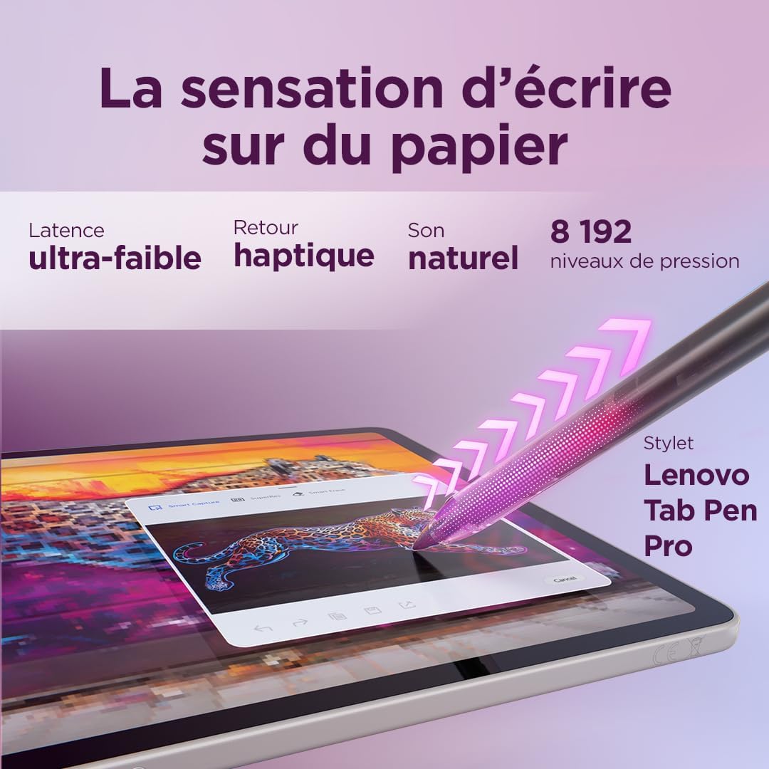 Lenovo Yoga Tab 11.1'' 3.2K 144Hz – Snapdragon 8 Gen 3, 12 Go RAM, 256 Go, Android 15, WiFi 7 + Stylet Pen Pro | Seashell