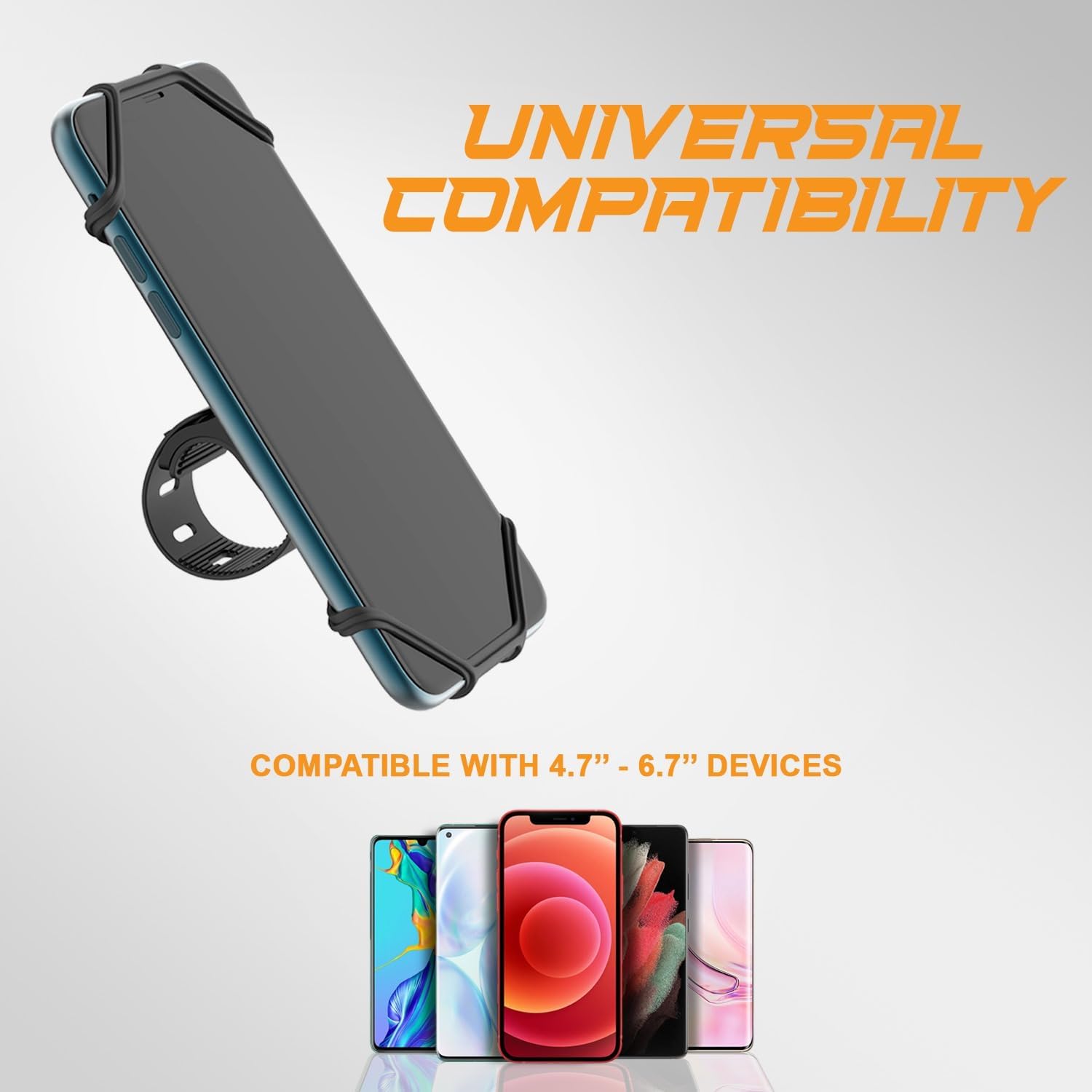 ByKing Support de téléphone pour vélo rotatif à 360 ° pour smartphones jusqu'à 16,7 cm Support de téléphone pour vélo moto scooter chariot Silicone anti-vibration