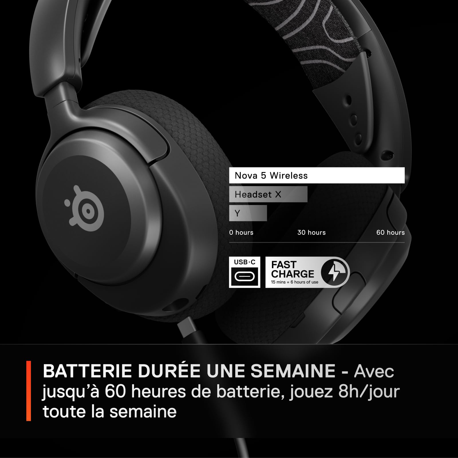 SteelSeries Arctis Nova 5 – Casque Gaming Sans Fil | 60h Batterie | 2,4GHz/BT | Micro ClearCast 2.X