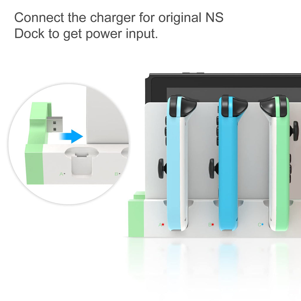 Station de Charge pour Nintendo Switch/OLED Joycon, Blanc | (Non pour Switch 2) FYOUNG Chargeur Joycon avec Indicateurs LED, Dock de Recharge pour Manettes, Sans Fil Nécessaire