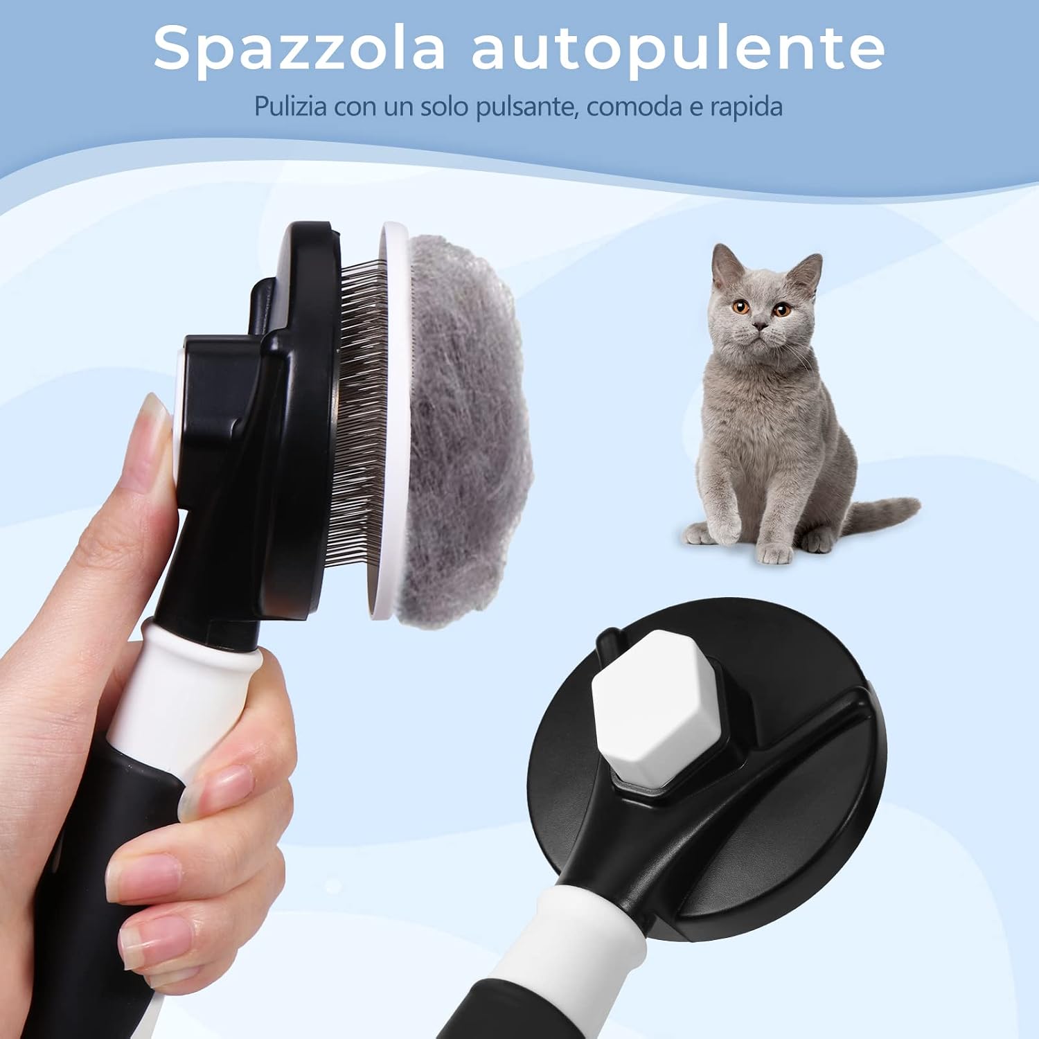 Brosse Autonettoyante Vinabo Petite Race – Chien, Chat & Chaton | 1 Clic