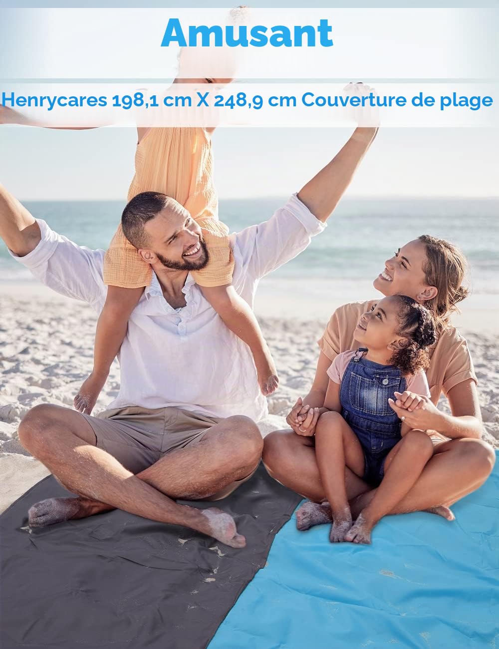 Tapis de Plage Anti-Sable XXL – Jusqu'à 300×275 cm, Imperméable, Compact, 4 Ancres, Polyester 210T – Plage, Camping, Pique-Nique