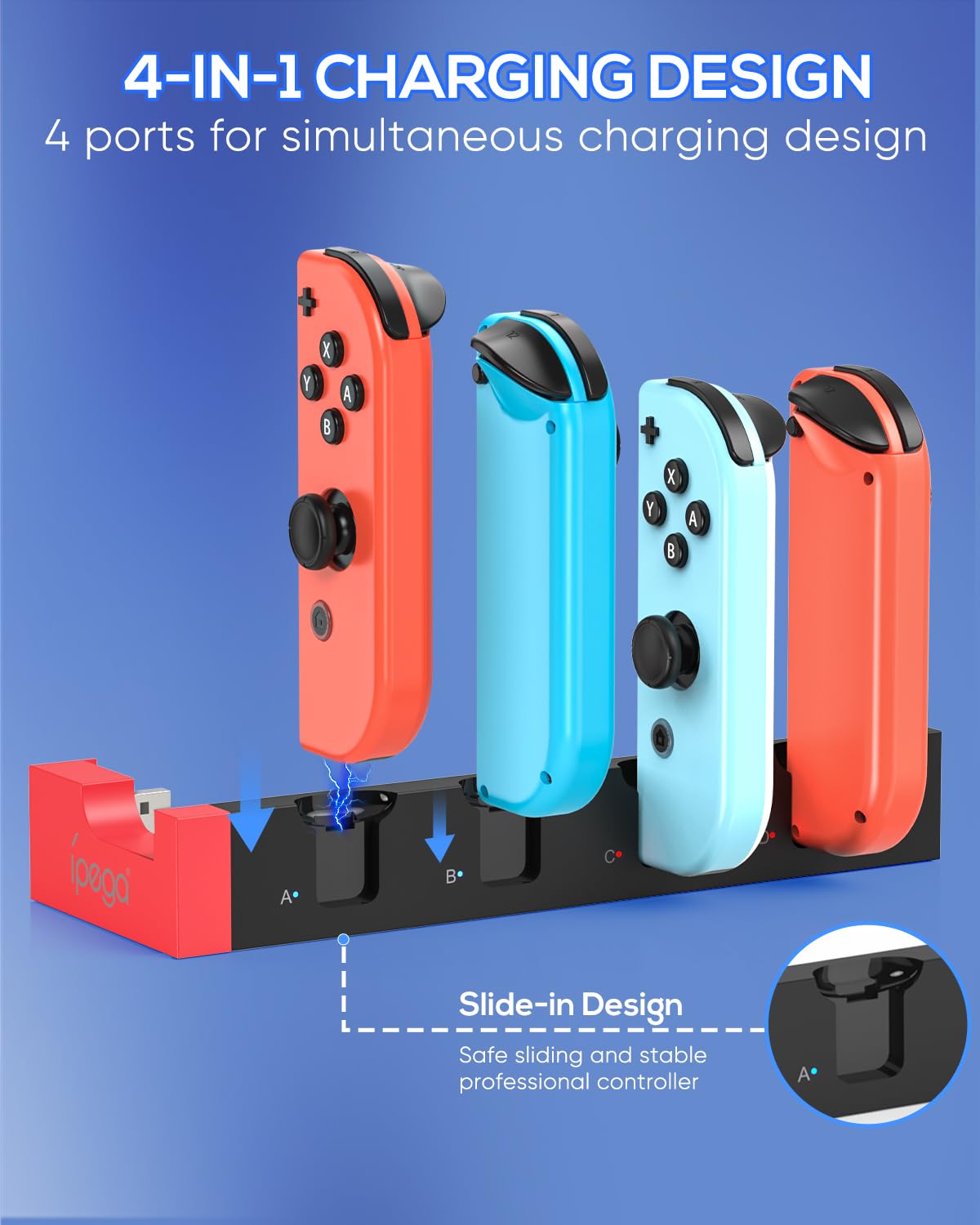 Station de Charge pour Nintendo Switch/OLED Joycon, Blanc | (Non pour Switch 2) FYOUNG Chargeur Joycon avec Indicateurs LED, Dock de Recharge pour Manettes, Sans Fil Nécessaire