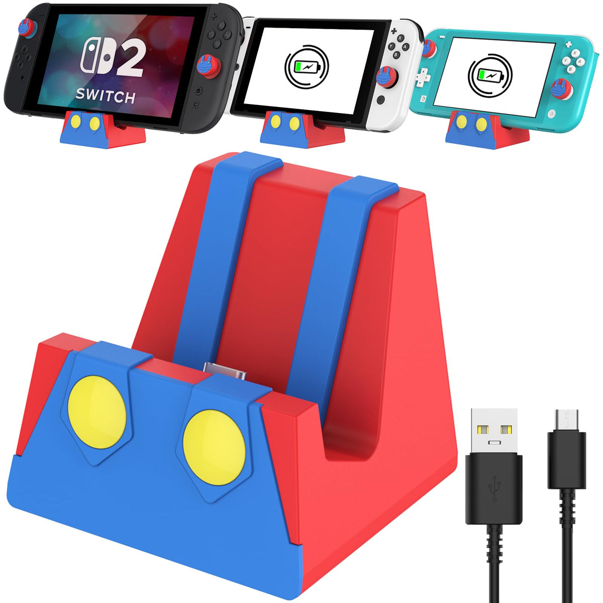 HEIYING Station d'accueil pour Nintendo Switch 2/Lite/OLED, Support d'accueil Portative avec Port de Type C pour Charger la Console