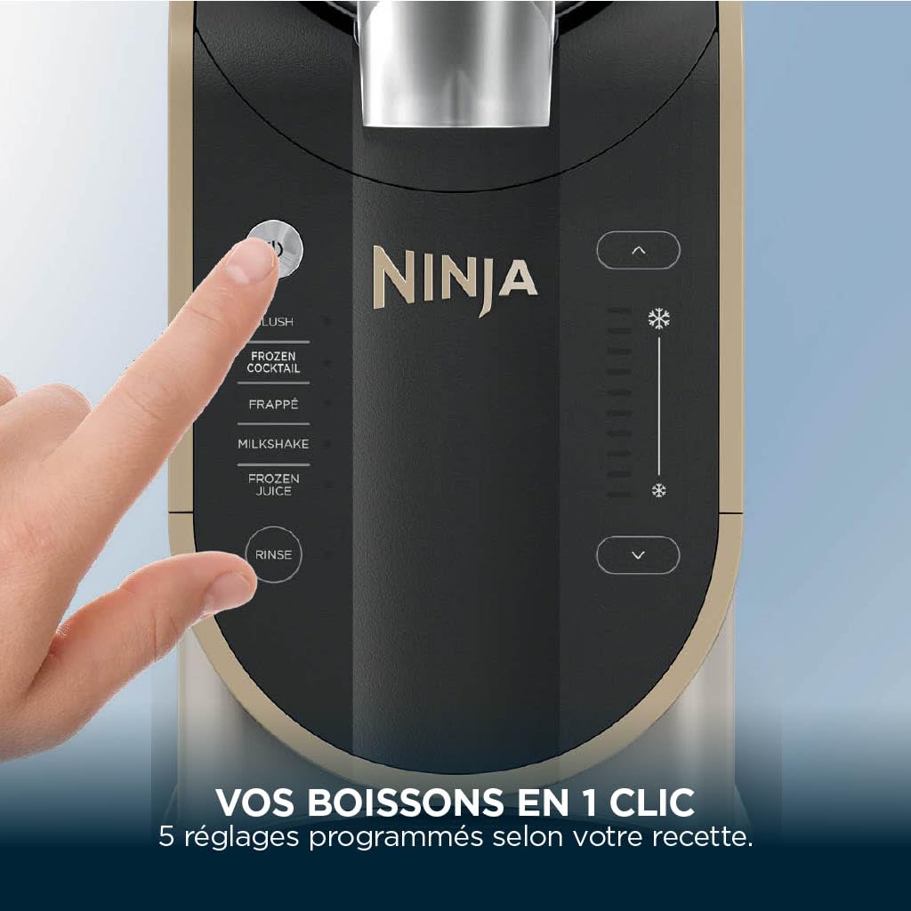 Ninja SLUSHi Machine à boissons glacées, granités, cocktails, frappés, milkshakes et jus glacés, vu sur TikTok, sans glace ni préparation requises, capacité 1,9 l, bleu et gris FS301EU