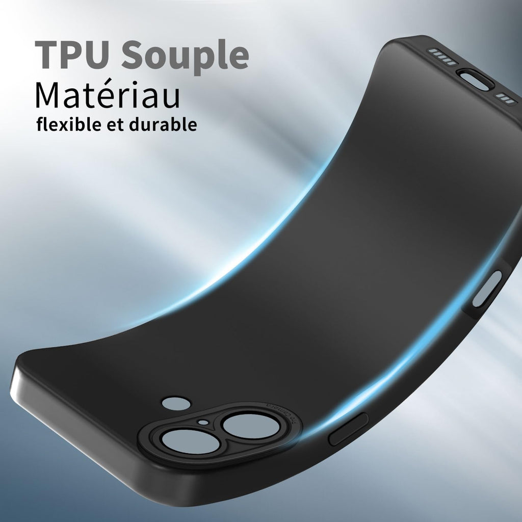 Tenphone Coque iPhone 15 (6,1") – TPU Souple Antichoc avec Protection Caméra
