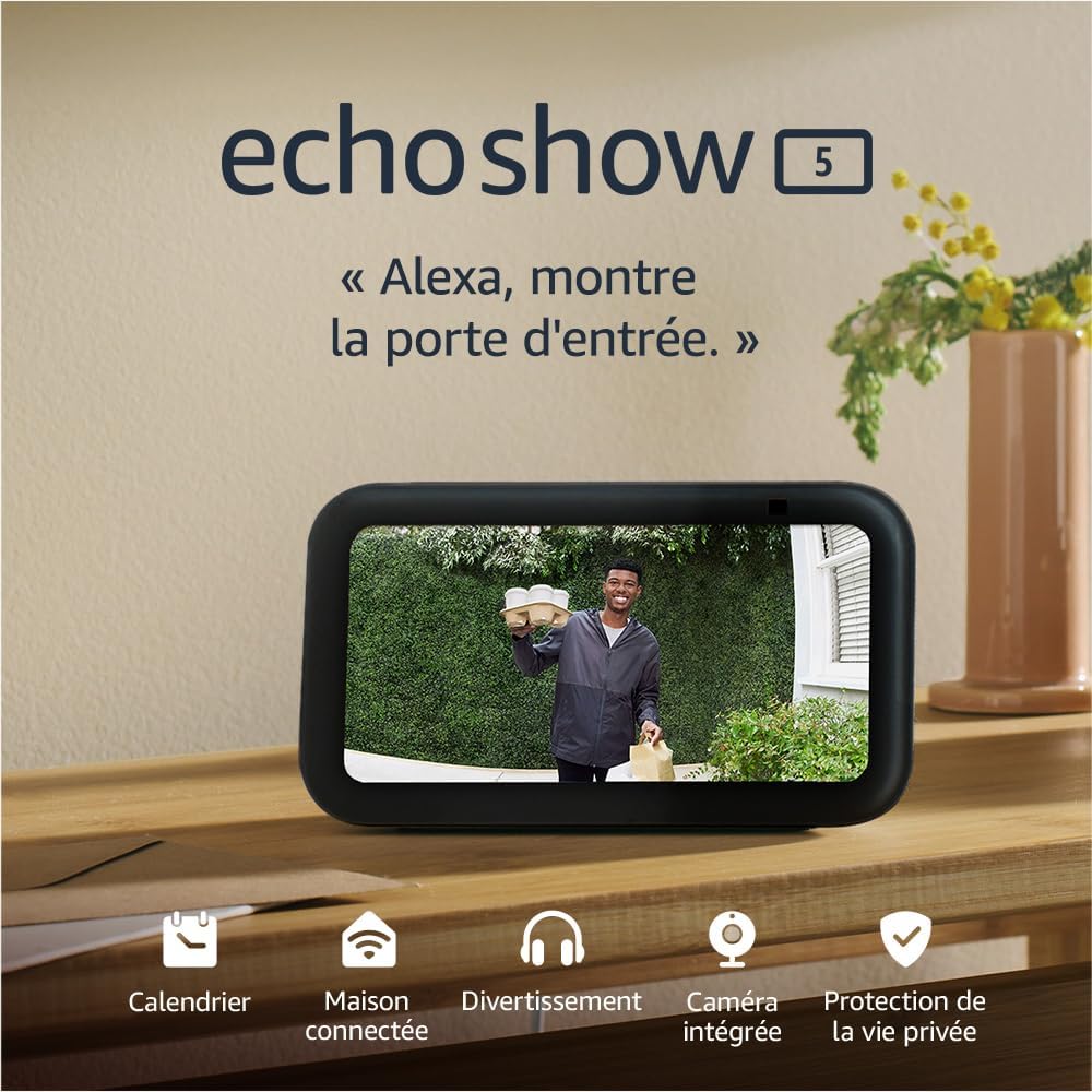 Echo Show 5 (Nouvelle génération) | Écran tactile connecté compact pour le contrôle de votre maison connectée et bien plus | Anthracite, avec accès anticipé à Alexa+