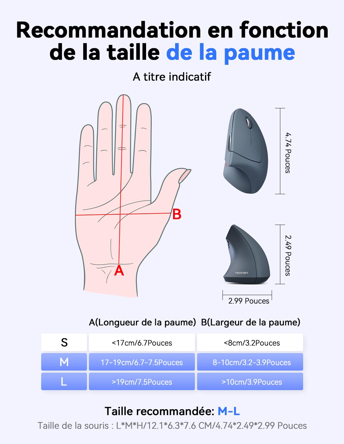 TECKNET Souris Verticale, 4800 DPI Souris sans Fil Ergonomique, Protège Le Bras, Souris sans Fil 6 Boutons pour PC, Ordinateur Portable, Mac, Rose