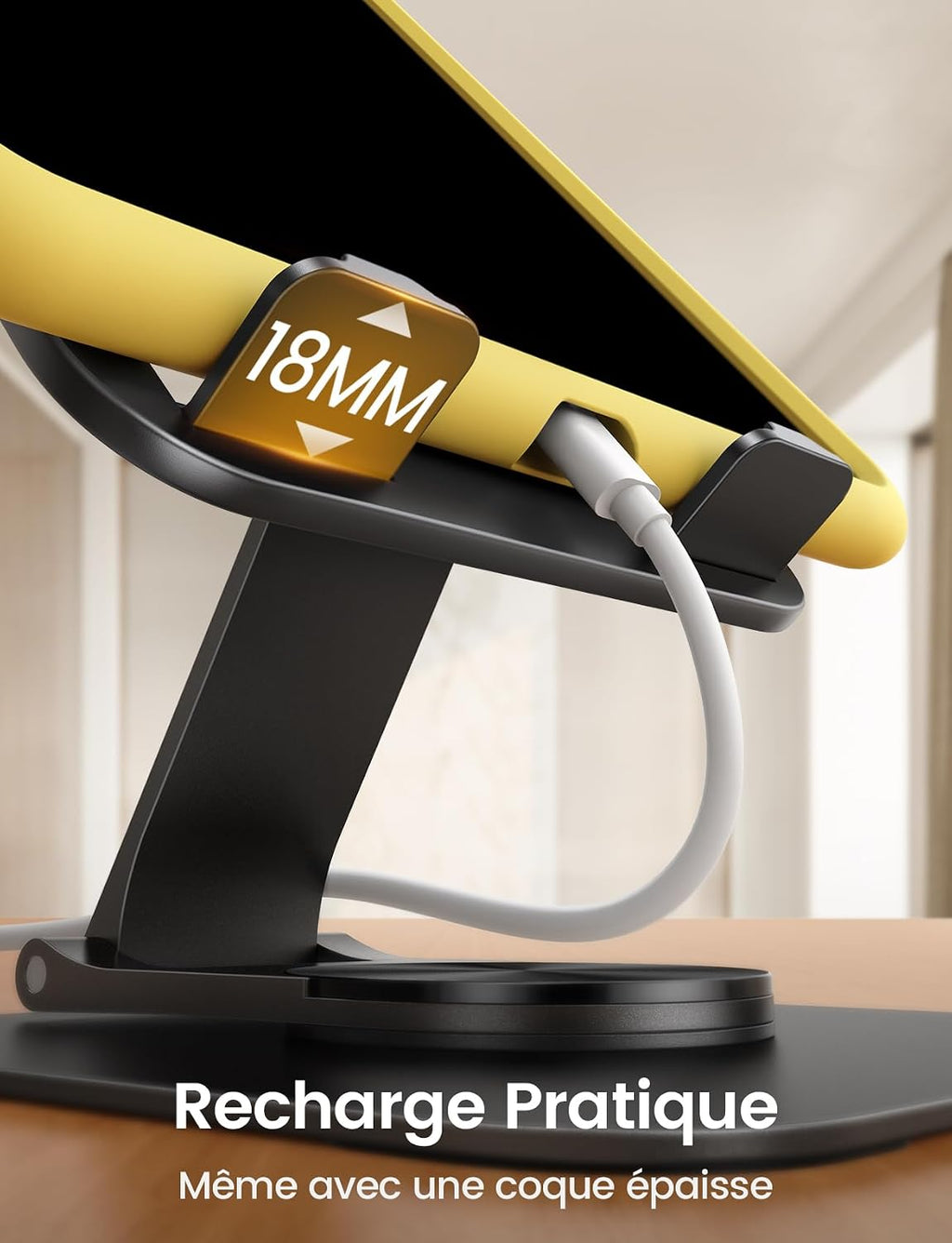 Lamicall Support Tablette Bureau – Base Rotative 360°, Design Ultrafin 15 mm, Double Axe