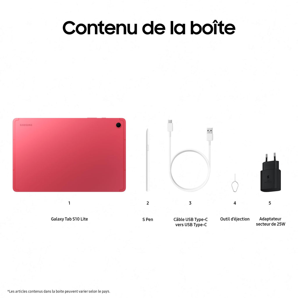 Samsung Galaxy Tab S10 Lite 10.9'' Wi-Fi – 128 Go, S Pen Inclus, Chargeur 25W, Android 15, Gris | Version FR