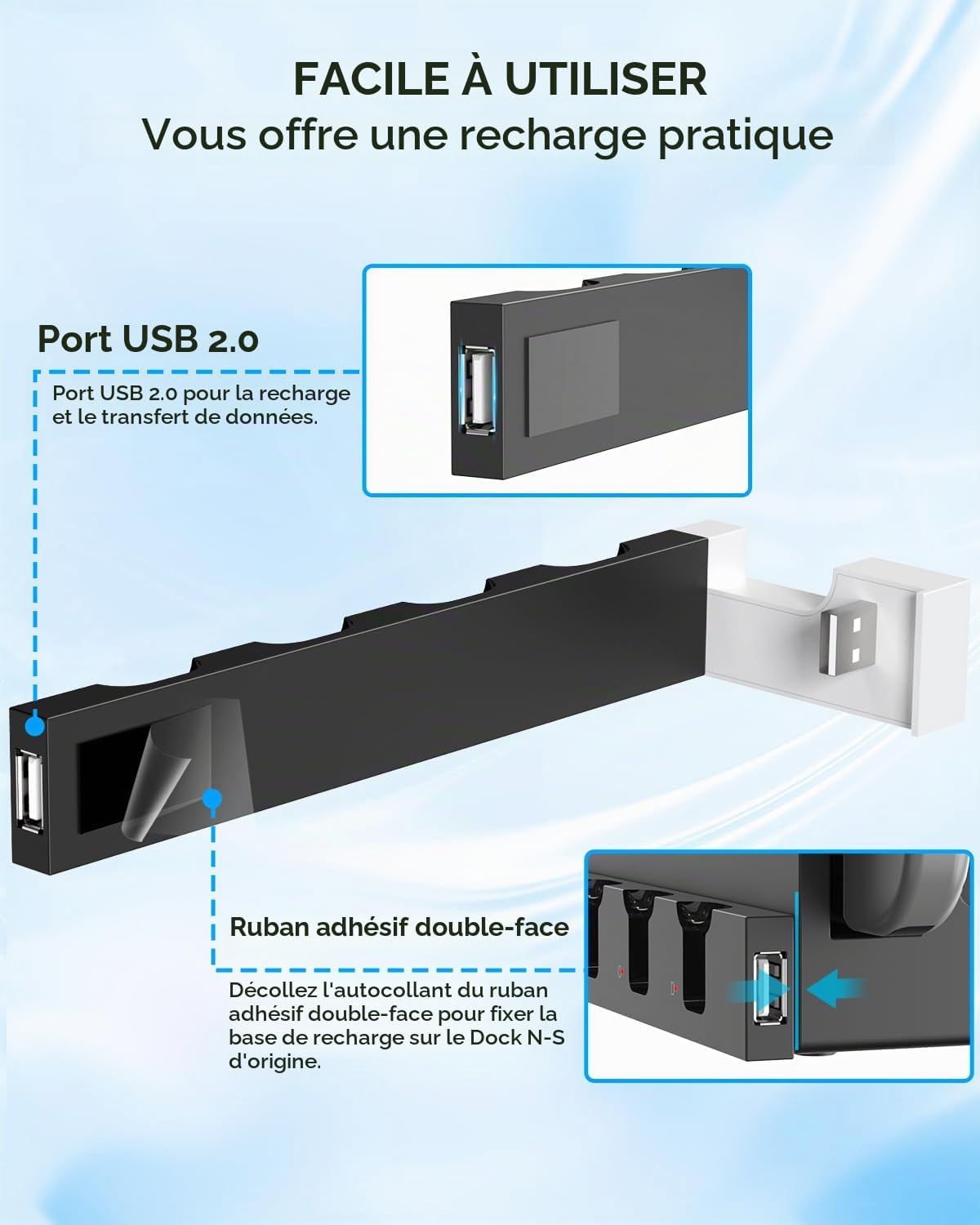 Station de Charge pour Nintendo Switch/OLED Joycon, Blanc | (Non pour Switch 2) FYOUNG Chargeur Joycon avec Indicateurs LED, Dock de Recharge pour Manettes, Sans Fil Nécessaire