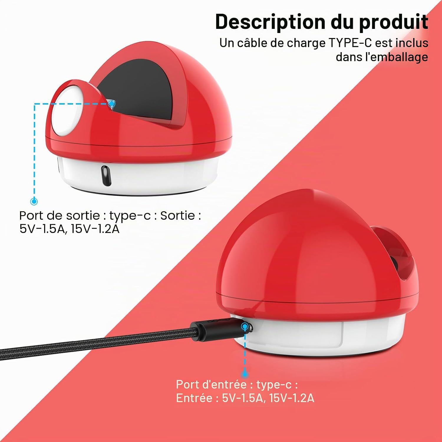 HEIYING Station d'accueil pour Nintendo Switch 2/Lite/OLED, Support d'accueil Portative avec Port de Type C pour Charger la Console