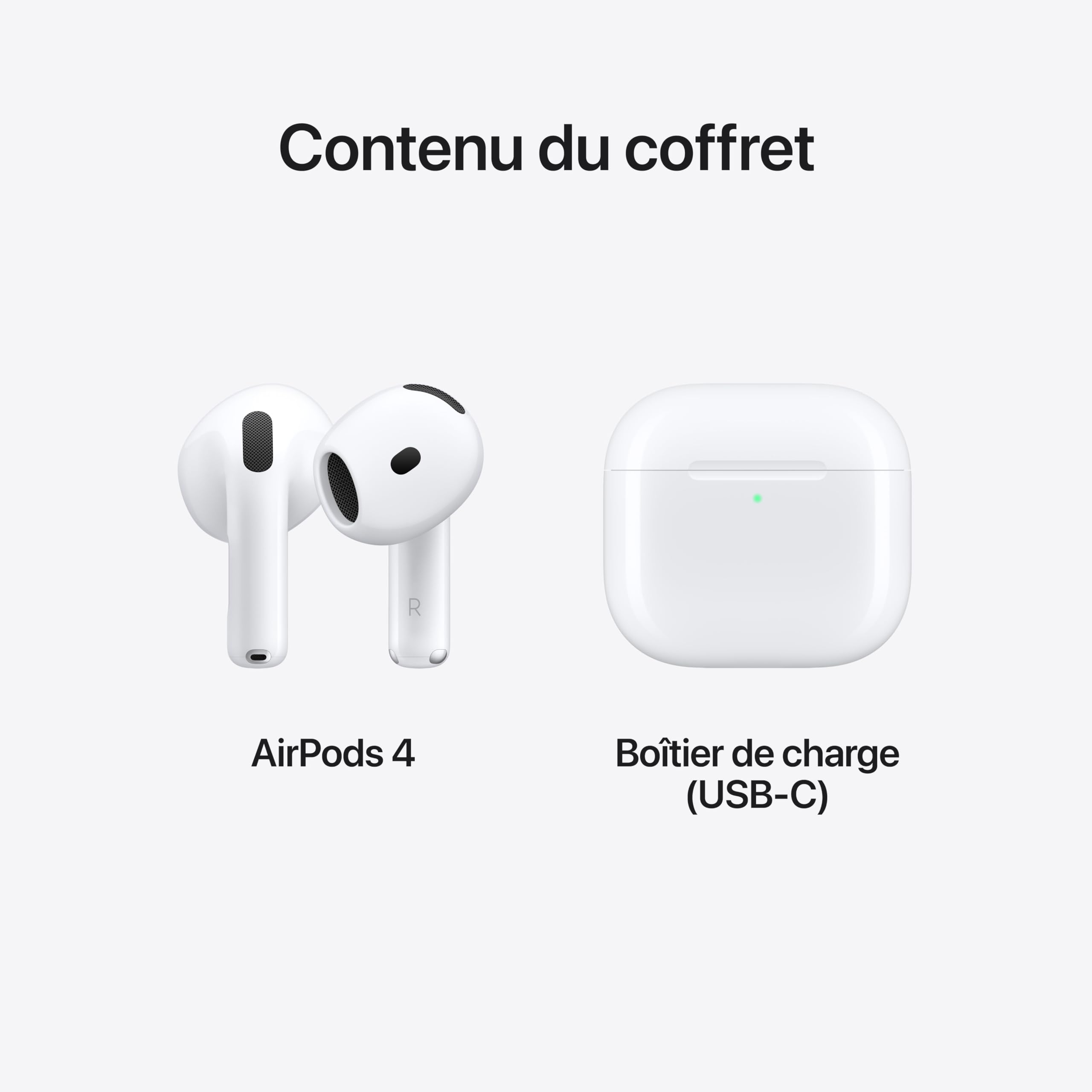 Apple AirPods 4 Écouteurs sans Fil, écouteurs Bluetooth, avec Réduction Active du Bruit, Audio adaptatif, Mode Transparence, Audio Spatial personnalisé, boîtier de Charge USB-C, Recharge sans Fil