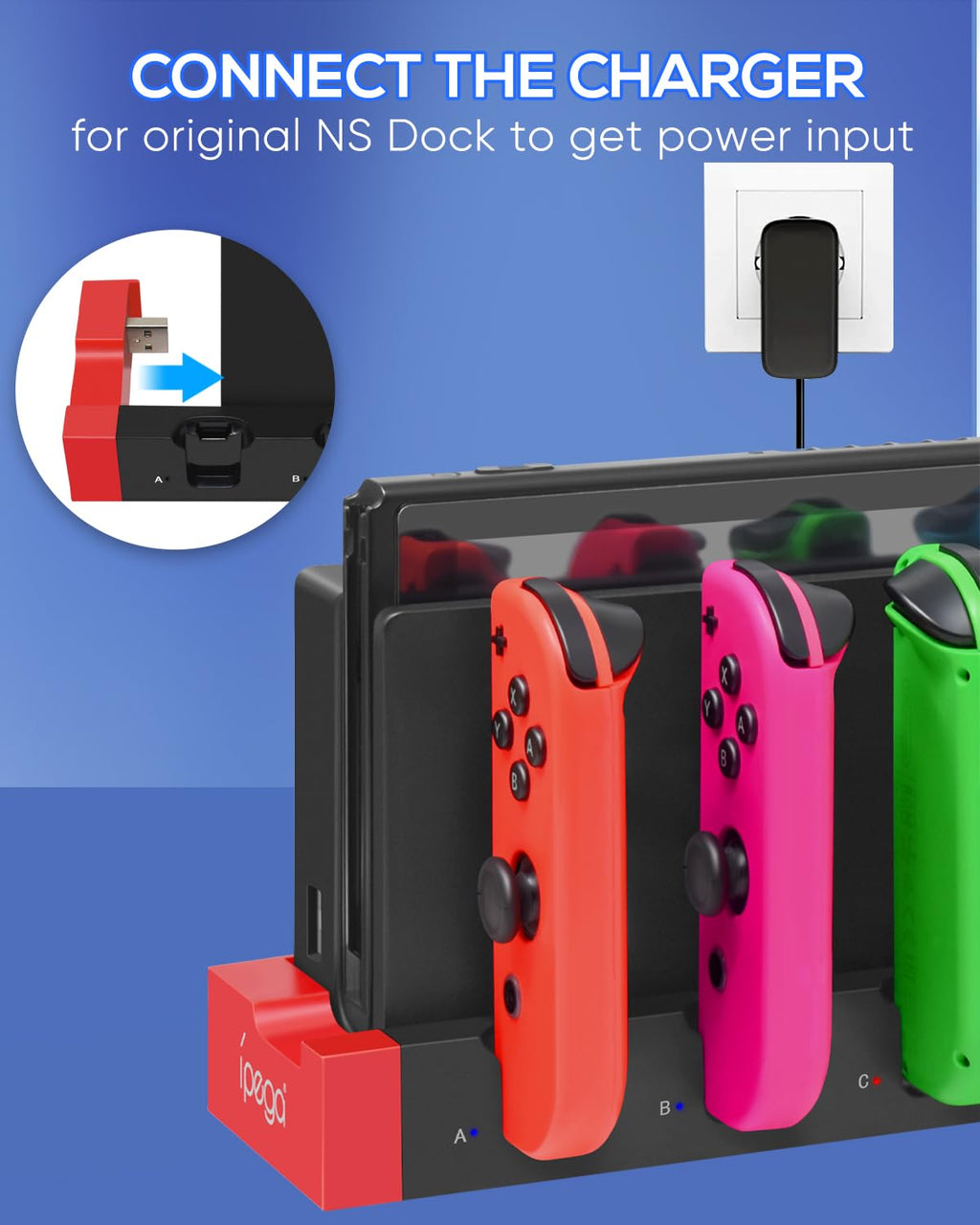 Station de Charge pour Nintendo Switch/OLED Joycon, Blanc | (Non pour Switch 2) FYOUNG Chargeur Joycon avec Indicateurs LED, Dock de Recharge pour Manettes, Sans Fil Nécessaire