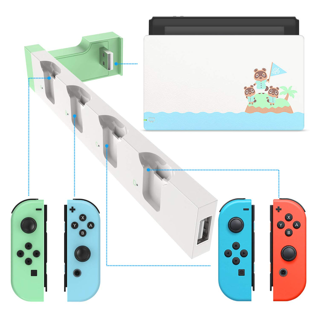 Station de Charge pour Nintendo Switch/OLED Joycon, Blanc | (Non pour Switch 2) FYOUNG Chargeur Joycon avec Indicateurs LED, Dock de Recharge pour Manettes, Sans Fil Nécessaire