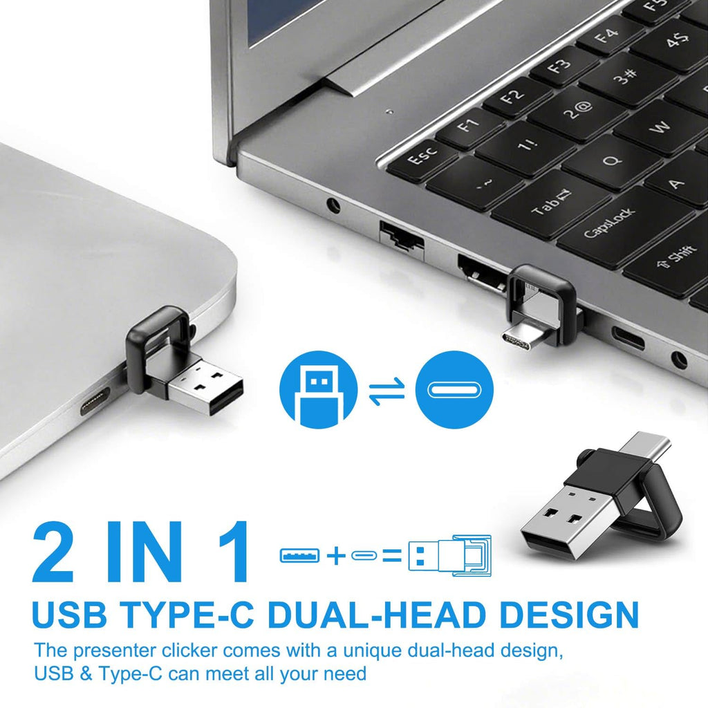 Présentateur Sans Fil 2,4 GHz – Pointeur Laser, 5 Boutons, 100 m, Plug & Play – PowerPoint, Google Slides, Keynote, PC & Mac