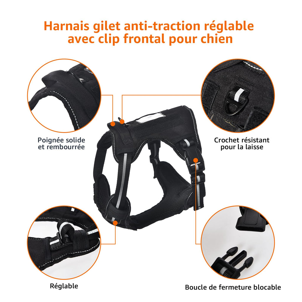 Harnais Chien Sans Traction Réglable & Rembourré – Bandes Réfléchissantes | Amazon Basics