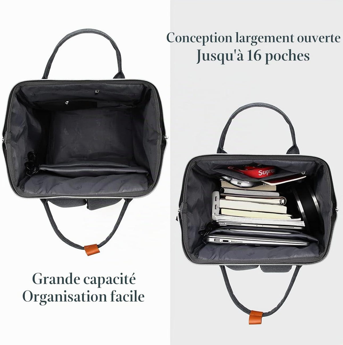 Sac à Dos Femme – Ordinateur Portable 15,6" & 17,3", Port USB, Poche RFID, Grande Capacité – École, Travail, Voyage