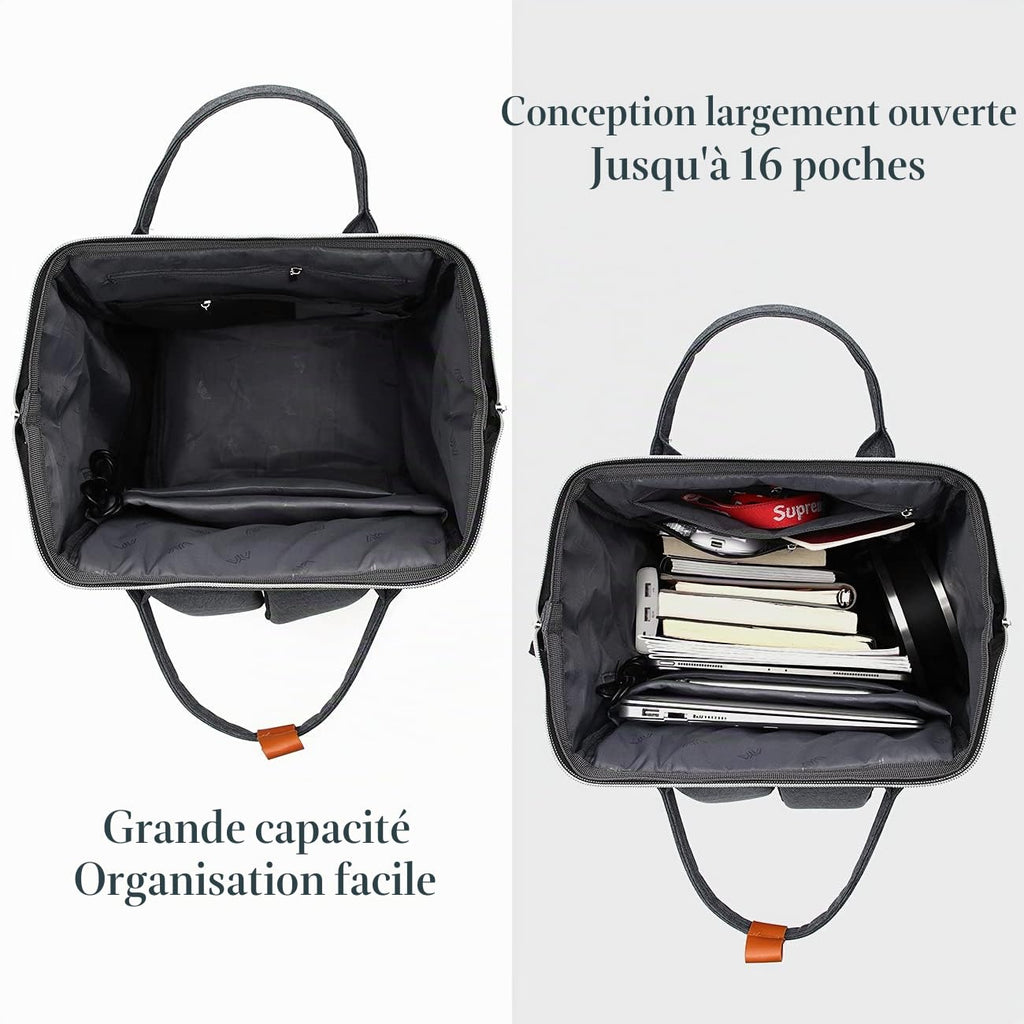 Sac à Dos Femme – Ordinateur Portable 15,6" & 17,3", Port USB, Poche RFID, Grande Capacité – École, Travail, Voyage