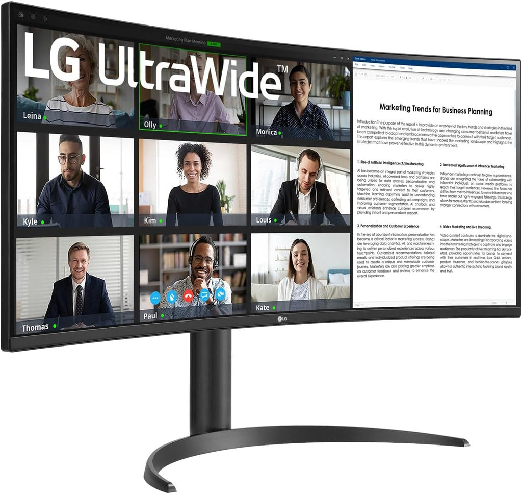 LG UltraWide 34WR55QK-B 34'' – Écran PC 21:9 QHD 3440x1440, Dalle VA 100Hz 5ms, HDR10, sRGB 99%, Réglable en Hauteur, Mode Portrait