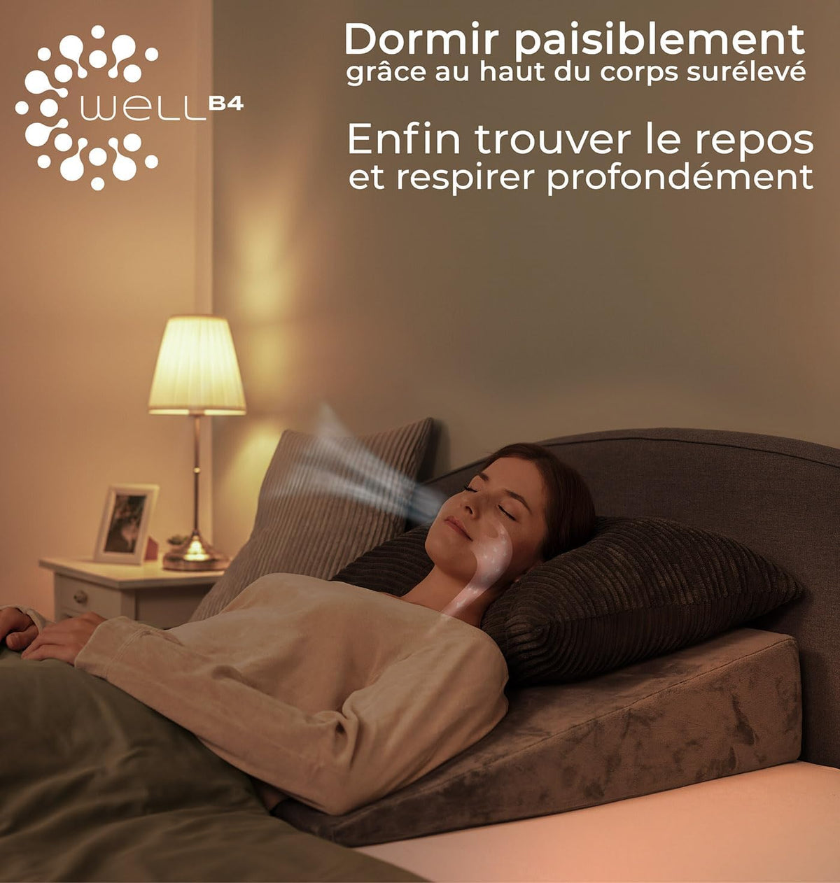 Well B4 Coussin cale pour lit et canapé, cale de Matelas, Reflux [avec 2 Zones de Couchage], de Lecture pour rehausser Le Sommeil comme tête, rehausseur de lit, de Soutien