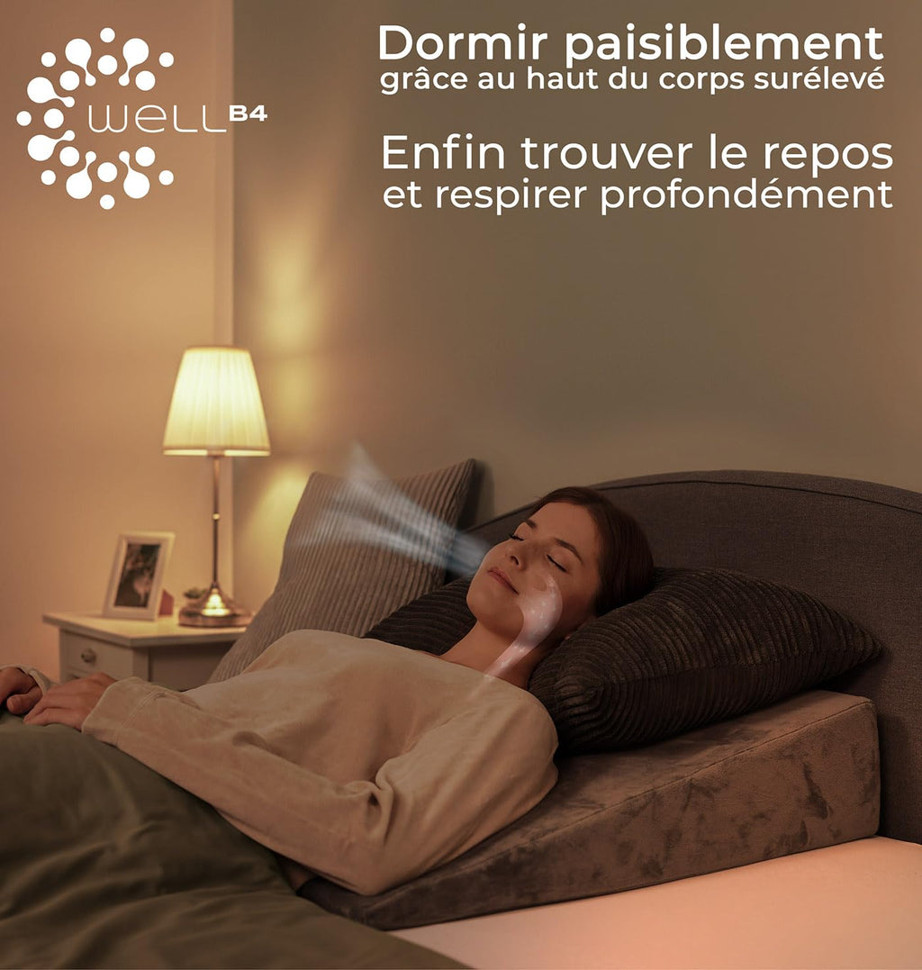 Well B4 Coussin cale pour lit et canapé, cale de Matelas, Reflux [avec 2 Zones de Couchage], de Lecture pour rehausser Le Sommeil comme tête, rehausseur de lit, de Soutien