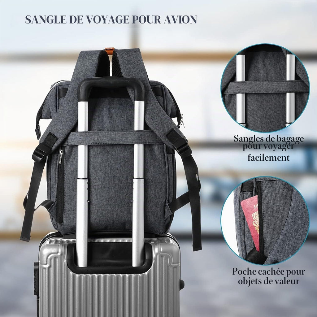 Sac à Dos Femme – Ordinateur Portable 15,6" & 17,3", Port USB, Poche RFID, Grande Capacité – École, Travail, Voyage
